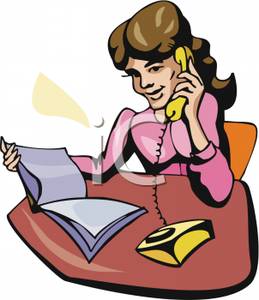 Secretary On The Phone   Royalty Free Clipart Picture