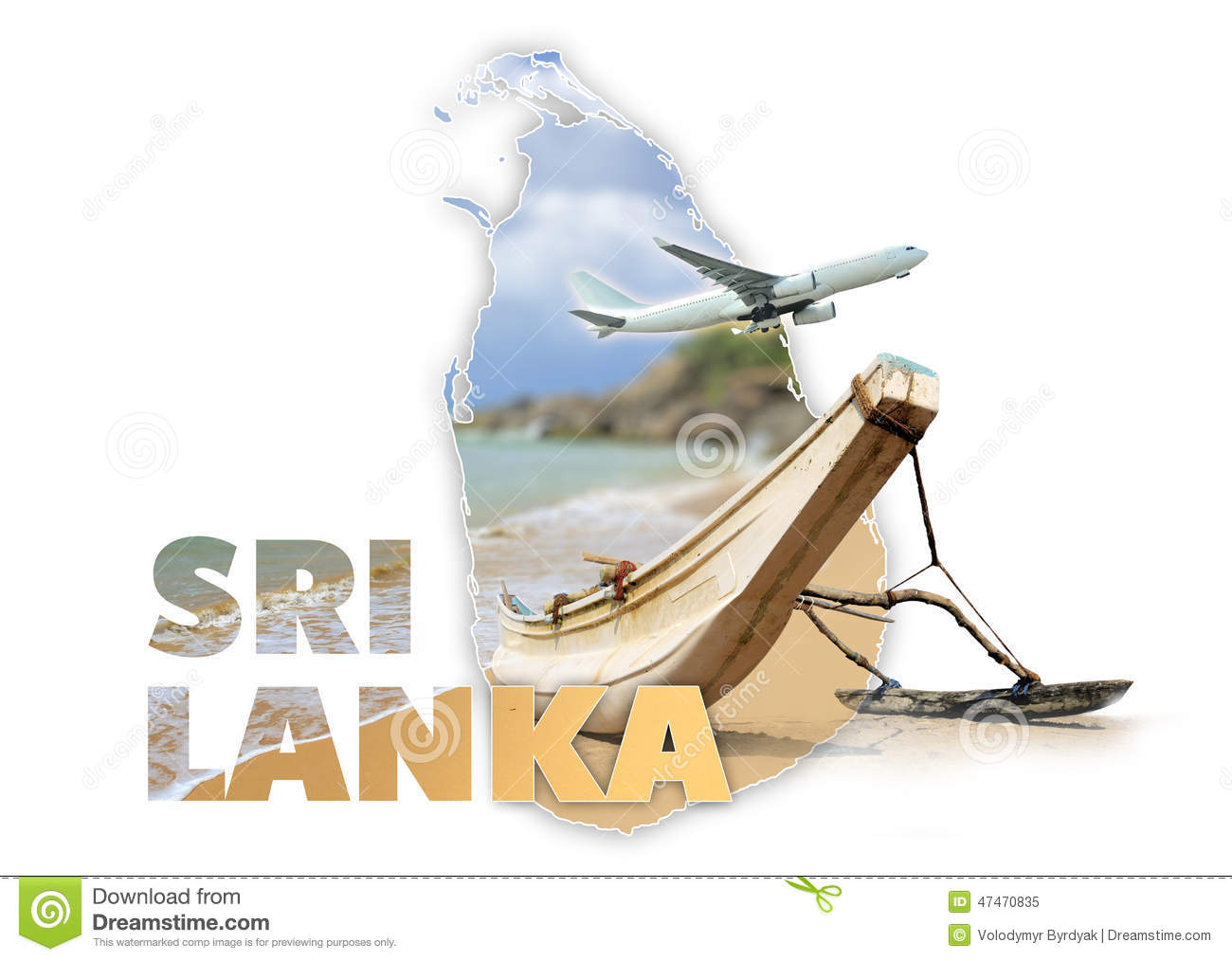 Sri Lanka Travel Concept On White Background