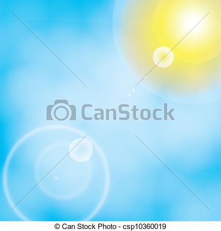 Vector   Clear Sky With Clouds And Sun   Stock Illustration Royalty