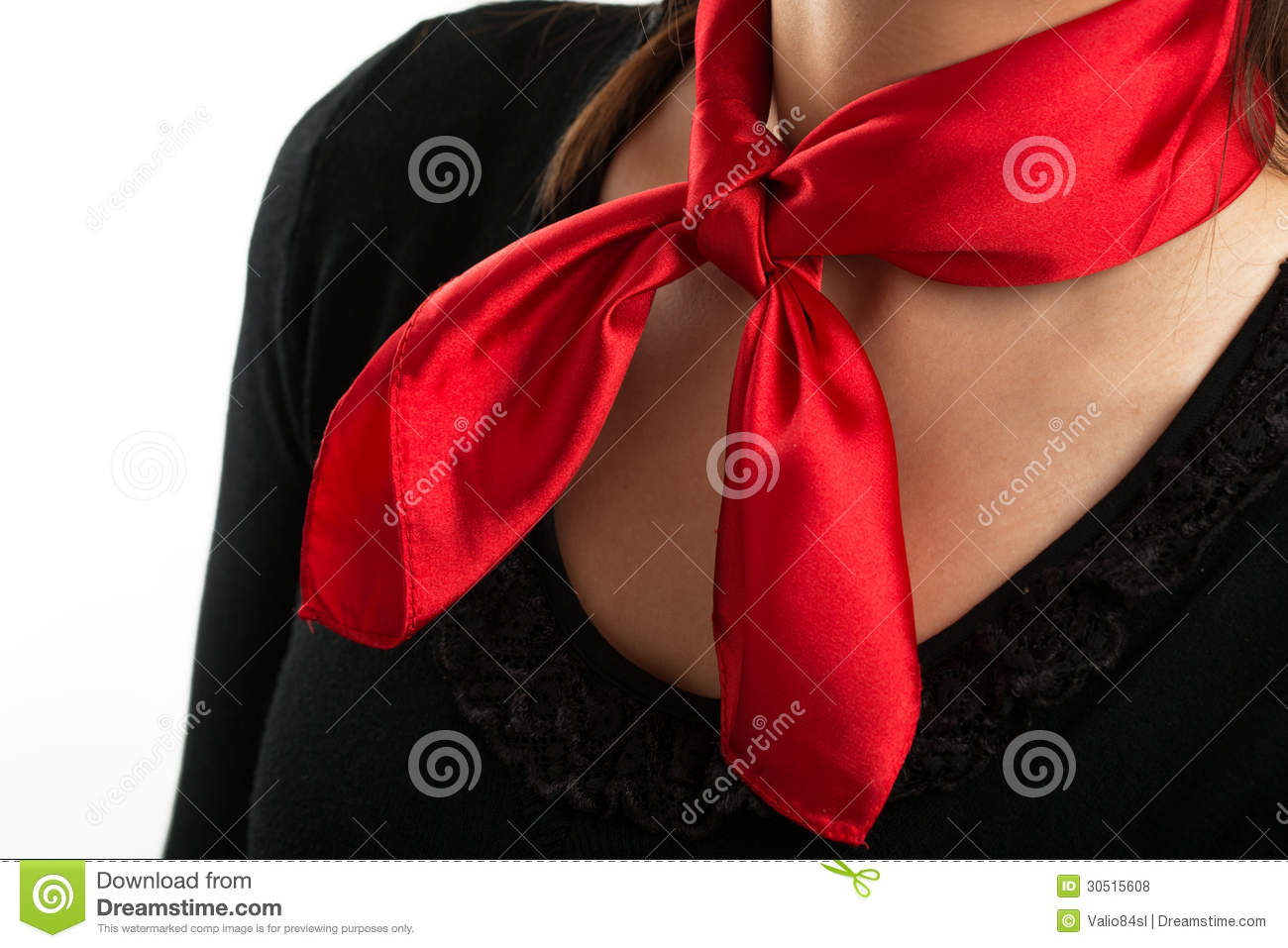 Women S Shirt With Red Scarf I Royalty Free Stock Photos   Image