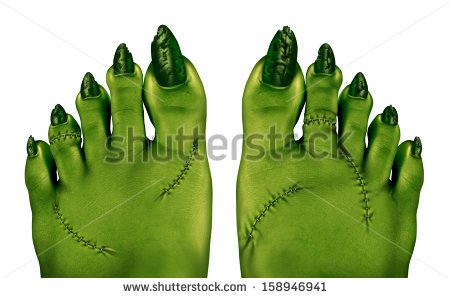 Zombie Feet As A Creepy Halloween Or Scary Symbol With Textured Green