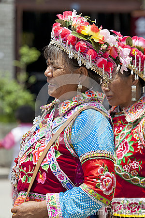 An Yi Ethnic Minority Woman Dressed In Her Traditional Clothing For