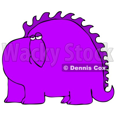 Big Purple Dinosaur With Spikes Along His Back Looking At The Viewer    