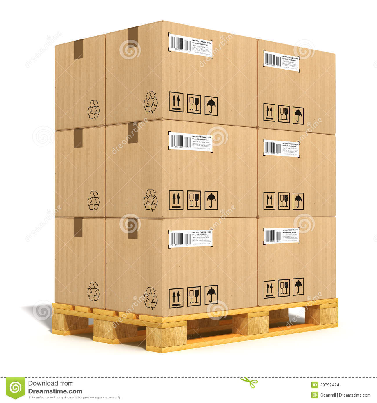 Cardboard Boxes On Shipping Pallet Stock Images   Image  29797424