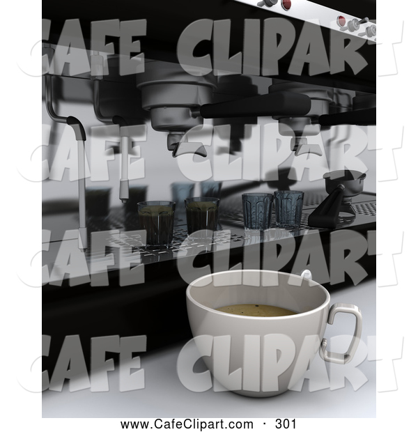 Clip Art Of A 3d Coffee Cup By An Espresso Machine On A Counter By Kj    