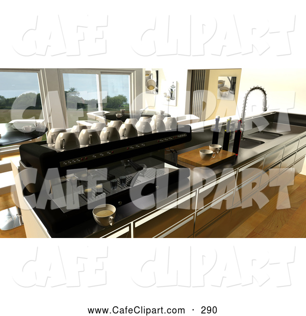 Clip Art Of A 3d Coffee Shop Interior Behind The Counter By Kj    