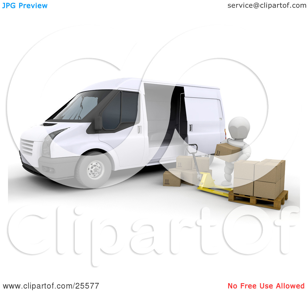 Clipart Illustration Of A White Character Loading Shipping Boxes From