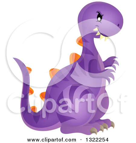 Clipart Of A Vicious Purple Dinosaur   Royalty Free Vector    