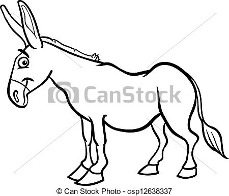 Farm Donkey Cartoon For Coloring Book   Csp12638337
