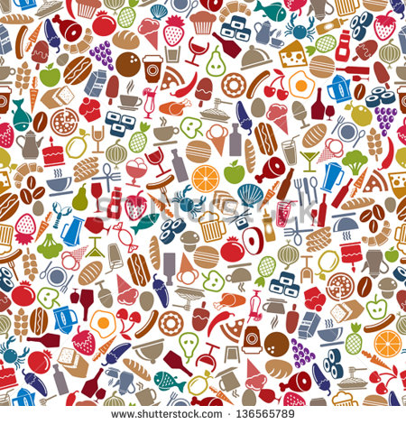 Food And Beverages Seamless Background Vector Elements Easy To Use    