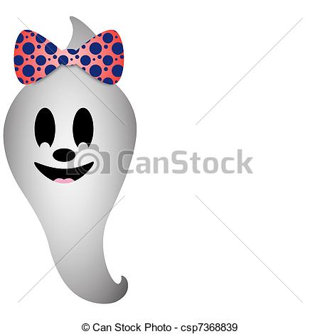 Girl Ghost With Orange And Blue Polka Dot Bow Csp7368839   Search Clip