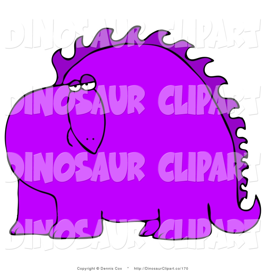 Larger Preview Of A Chubby Purple Dinosaur With Spikes Along Clipart