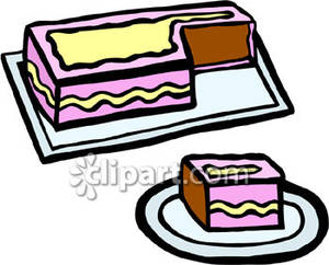 Piece Cut From A Sheet Cake   Royalty Free Clipart Picture