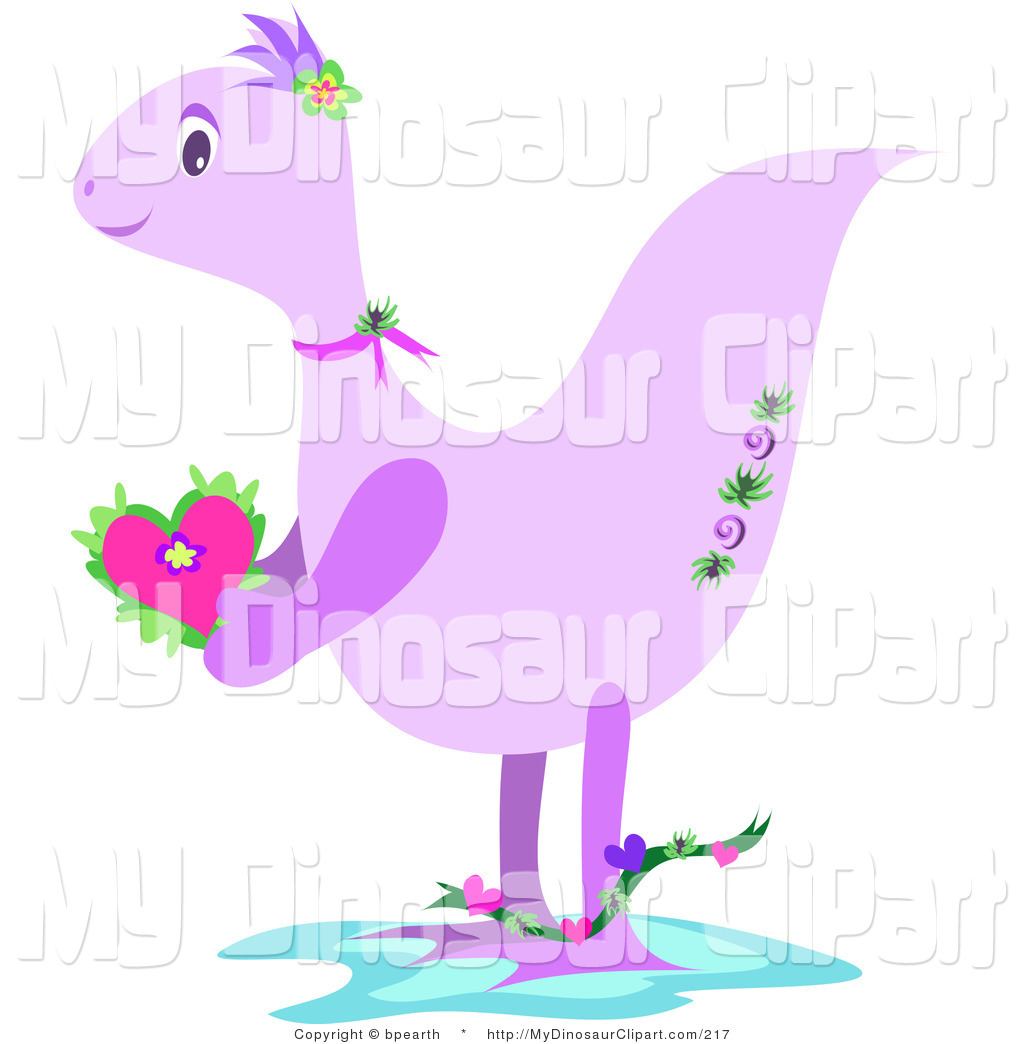 Purple Dinosaur With Tattoos On His Tail Holding A Heart Cute Purple    