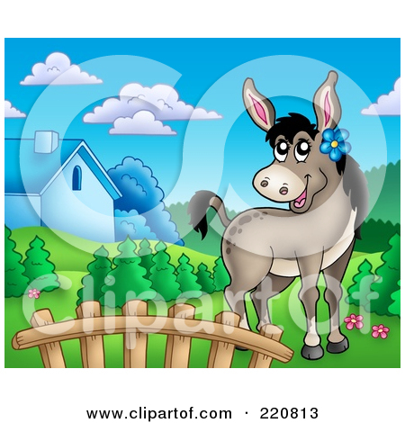 Royalty Free  Rf  Clipart Illustration Of A Mexican Donkey By Cactus