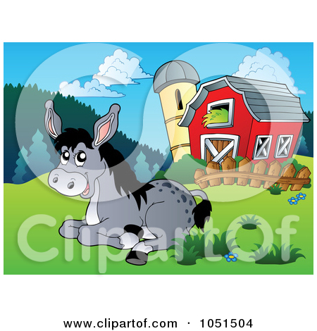 Royalty Free  Rf  Clipart Illustration Of A Mexican Donkey By Cactus