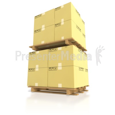 Shipping Boxes Stacked On Pallets   Presentation Clipart   Great