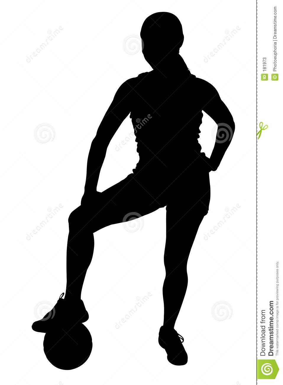 Silhouette With Clipping Path Of Woman With Foot On Basketball Stock    