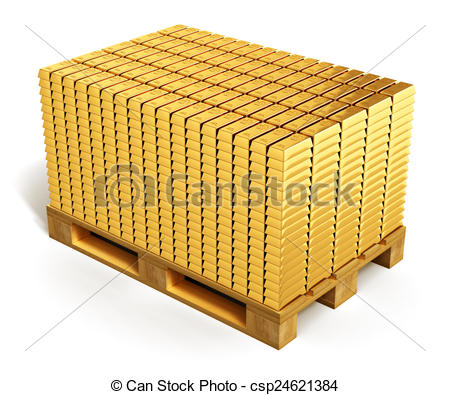 Stock Illustration   Stacks Of Gold Ingots On Shipping Pallet   Stock