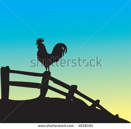 Sunrise Rooster Clipart Rooster Silhouette On Fence
