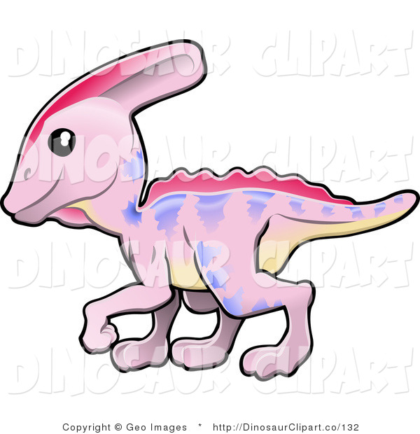 Vector Clip Art Of A Cute Pink Dinosaur With Purple Markings And A    