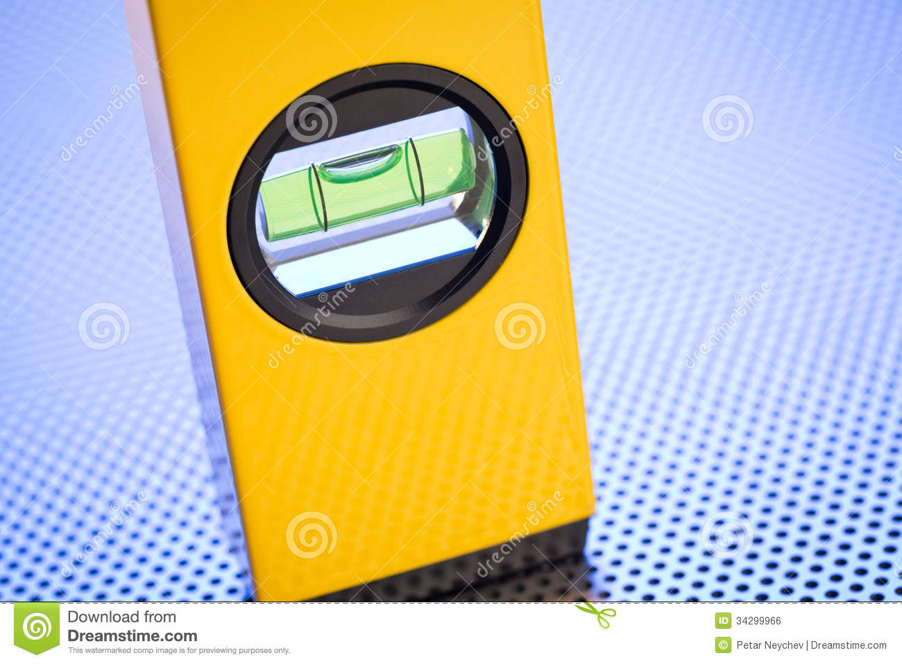 Yellow Carpenter Spirit Level Instrument Also Known As A Bubble Level    