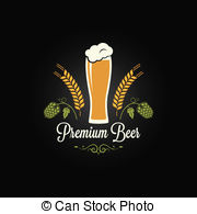 Beer Glass Hops Barley Design Menu Stock Illustration
