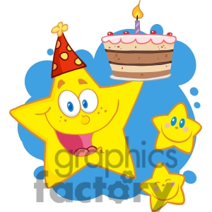 Birthday Cake Clipart On Birthday Cake With Little Two Stars Clip Art    