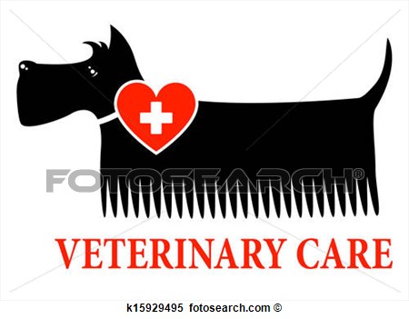   Black Dog With Veterinary Care Sign  Fotosearch   Search Clipart    