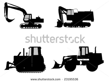 Bulldozer Clipart Black And White Vector Excavator And Bulldozer