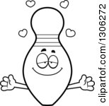 Cartoon Black And White Happy Smart Bowling Pin Character With An Idea