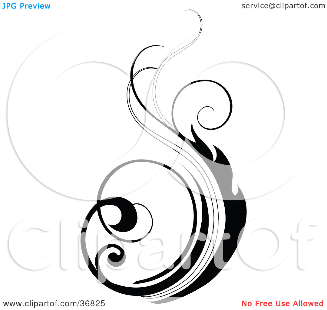 Clipart Illustration Of A Black Silhouetted Vertical Scroll Design