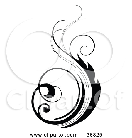 Clipart Illustration Of A Black Silhouetted Vertical Scroll Design