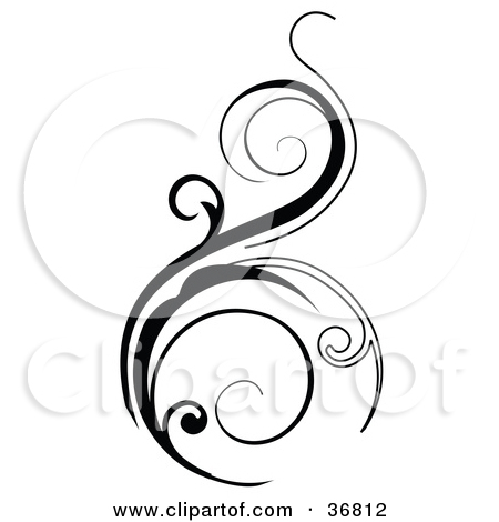 Clipart Illustration Of A Black Vertical Scroll Design Element By
