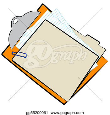     Clipboard With Full File Folder And Paper Clip   Clipart Gg55200061