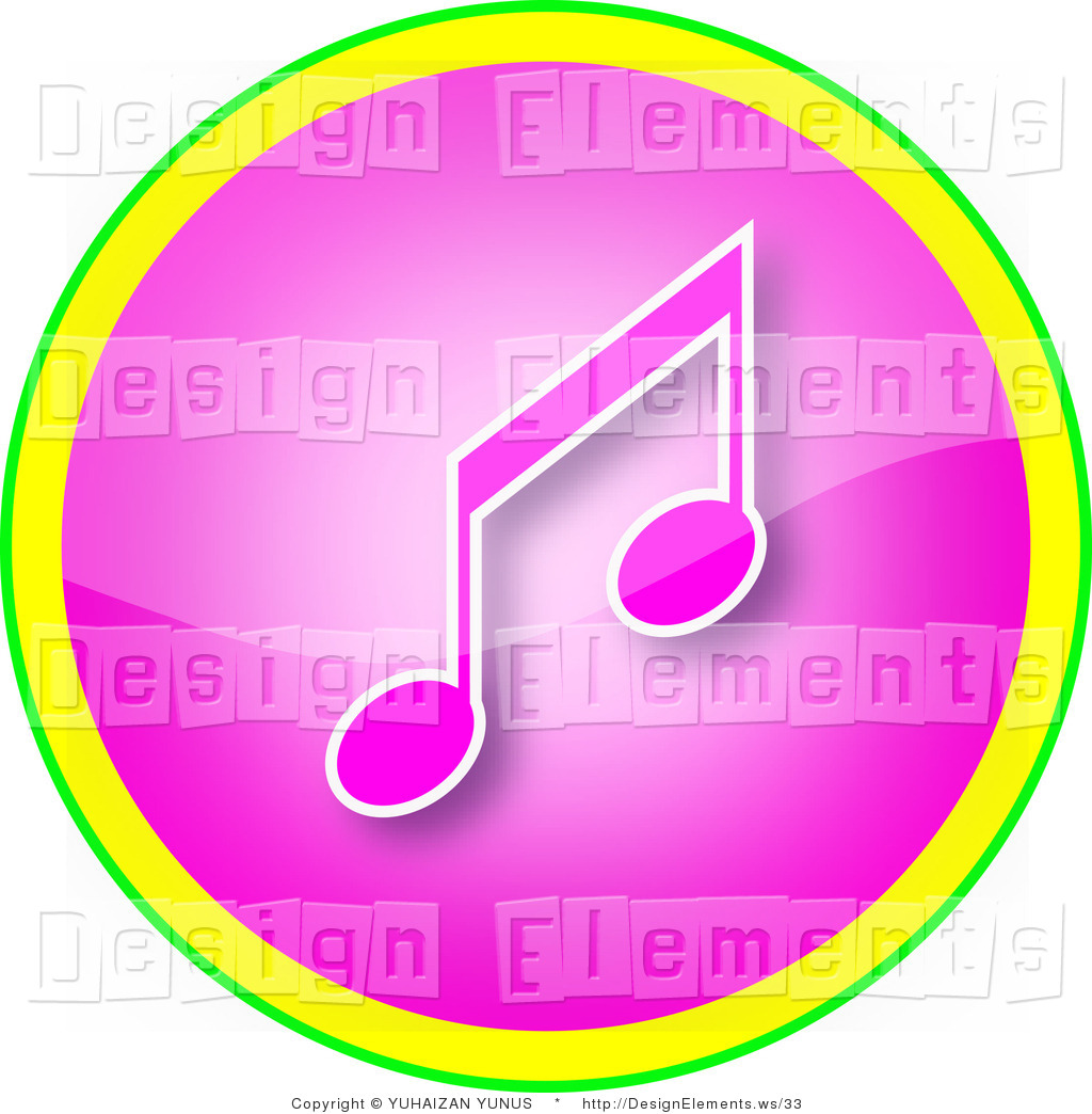 Design Element Clipart Of A Pink Music Note Website Icon Button With