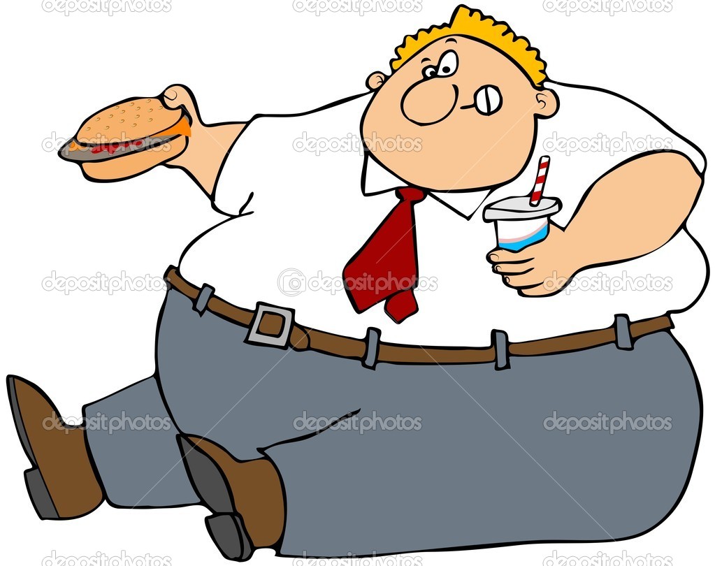 Fat Man Eating Junk Food   Stock Photo   Caraman  11622868