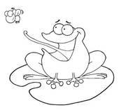 Frog Eating Clipart Outlined Frog Catching Fly