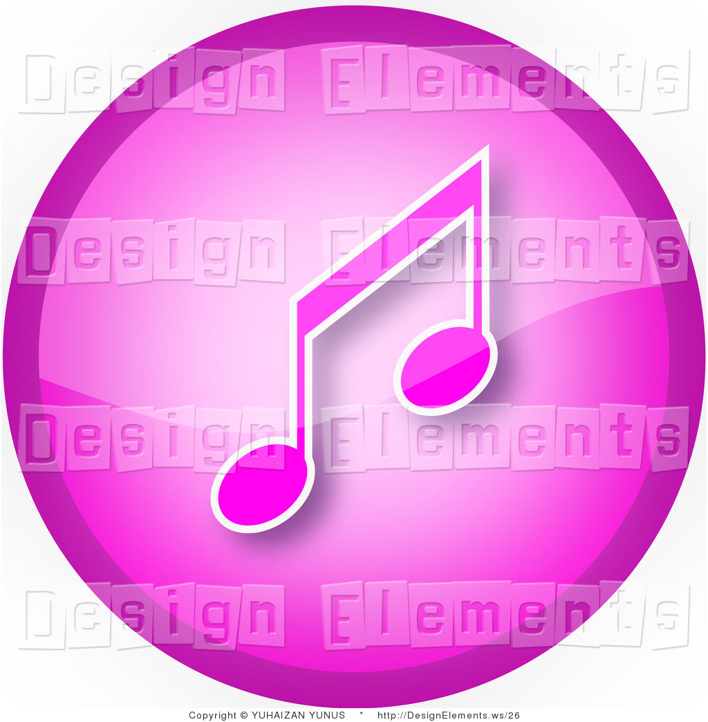 Jpeg Design Element Clipart Of A Pink Shiny Music Note Icon Button