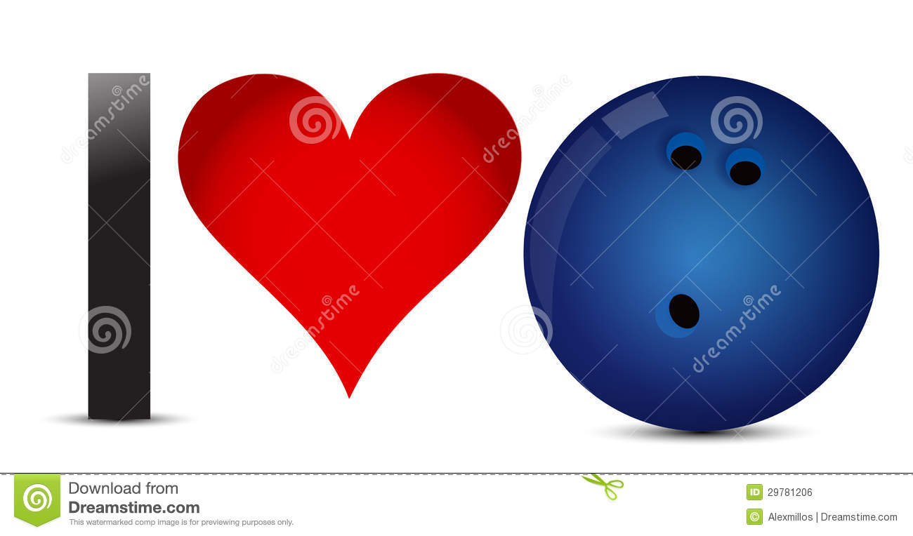 Love Bowling Heart With Bowling Ball Inside Royalty Free Stock