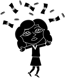 Money Clipart Image   Cartoon Woman Who Hit The Jackpot Throwing    