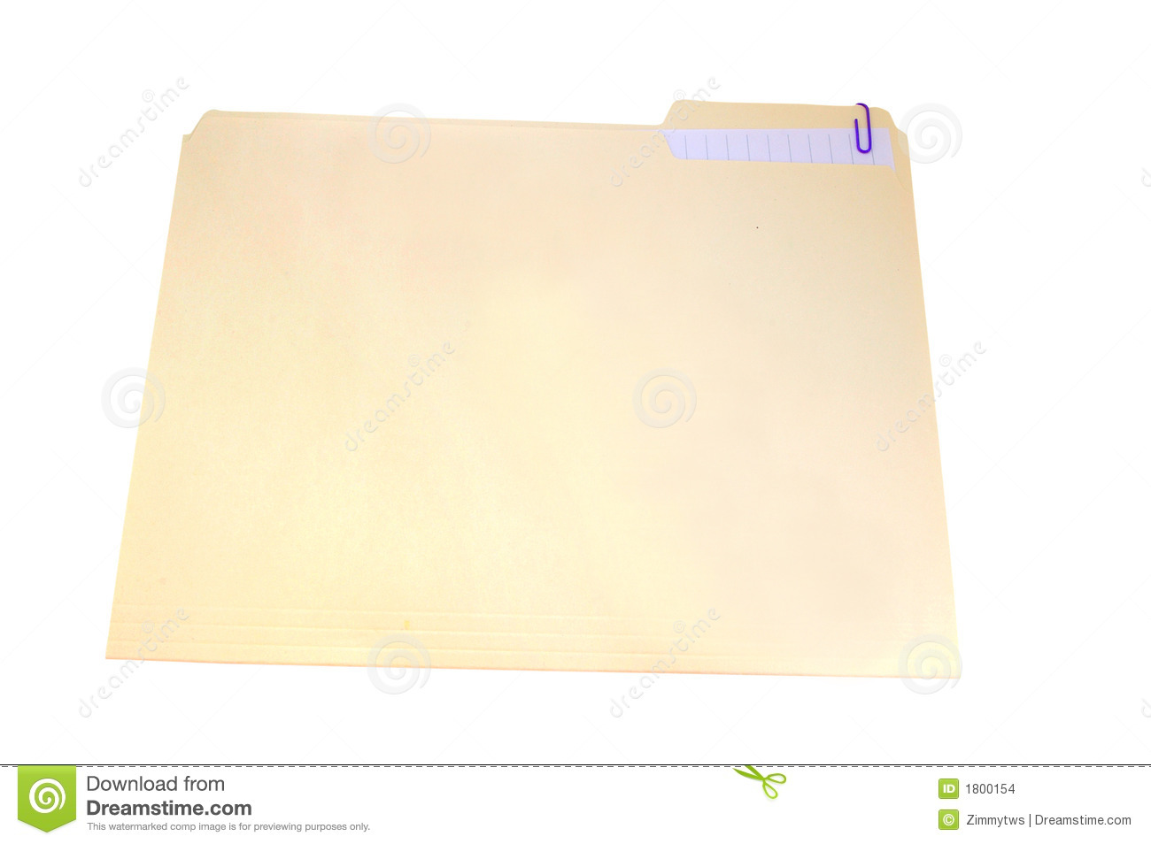 Plain Vanilla Folder With Paperclip And Attached Paper Isolated On    