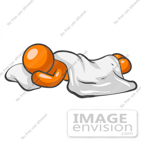 Royalty Free Clipart Of A Comfortable Orange Man Character Sleeping On