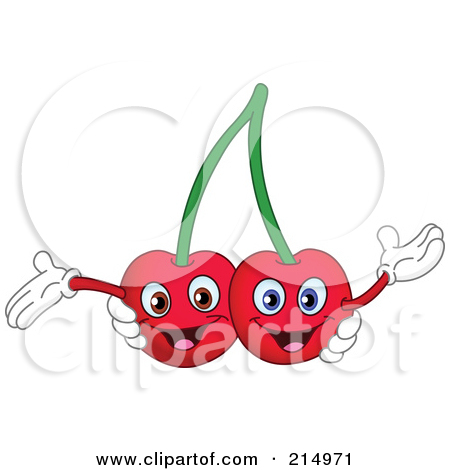 Royalty Free  Rf  Clipart Illustration Of Two Happy Cherry Characters