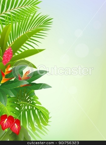 Tropical Forest Background Stock Vector Clipart Vector Illustration