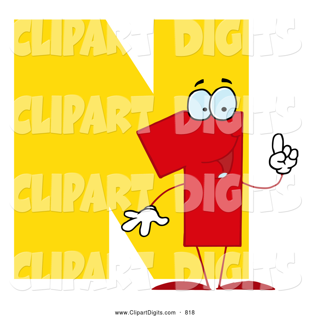       Vector Clip Art Of A Smiling Letter N With A Number One By Hit Toon