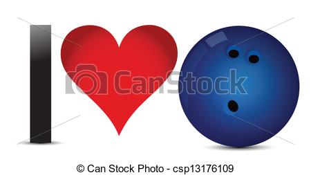 Vector Clipart Of I Love Bowling Heart With Bowling Ball Inside