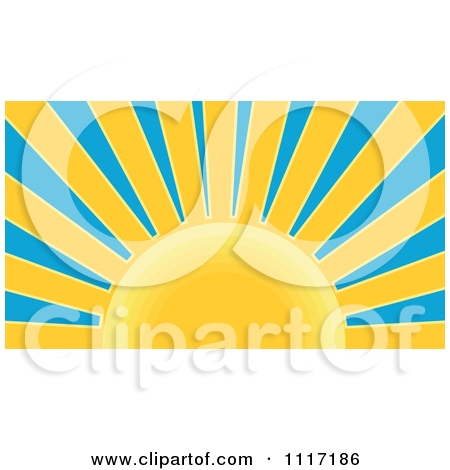 Vector Clipart Retro Styled Yellow Sunburst And Blue Sky   Royalty    