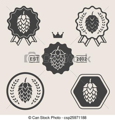 Vector   Hop Craft Beer Sign Symbol Label Element   Stock Illustration