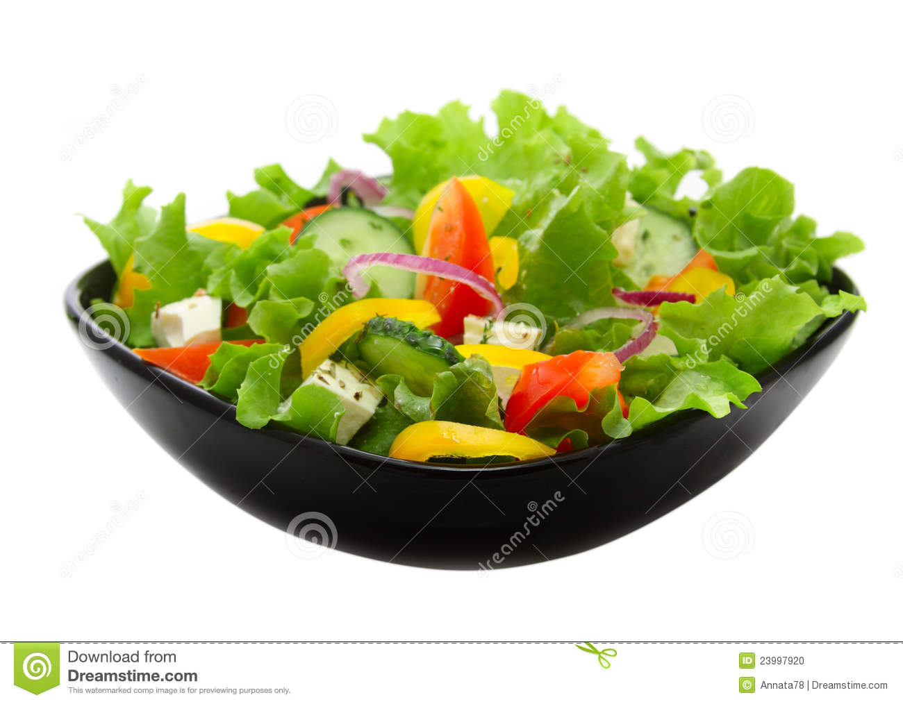 Vegetable Salad In Black Square Plate Stock Photo   Image  23997920